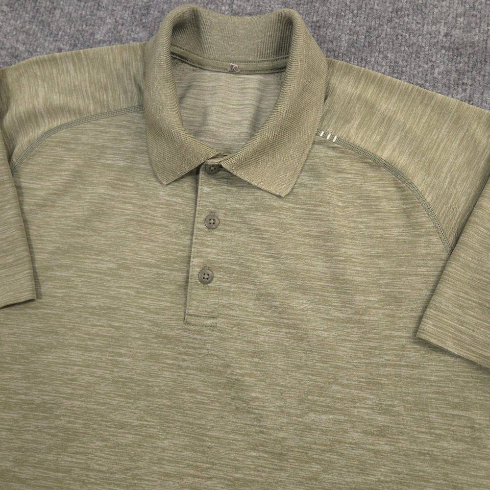 Lululemon Metal Vent Tech Polo Shirt Mens Large Green Heather Performance Golf